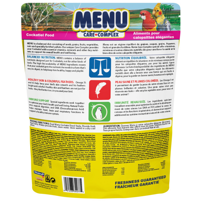 Back-Image showing Menu Cockatiel