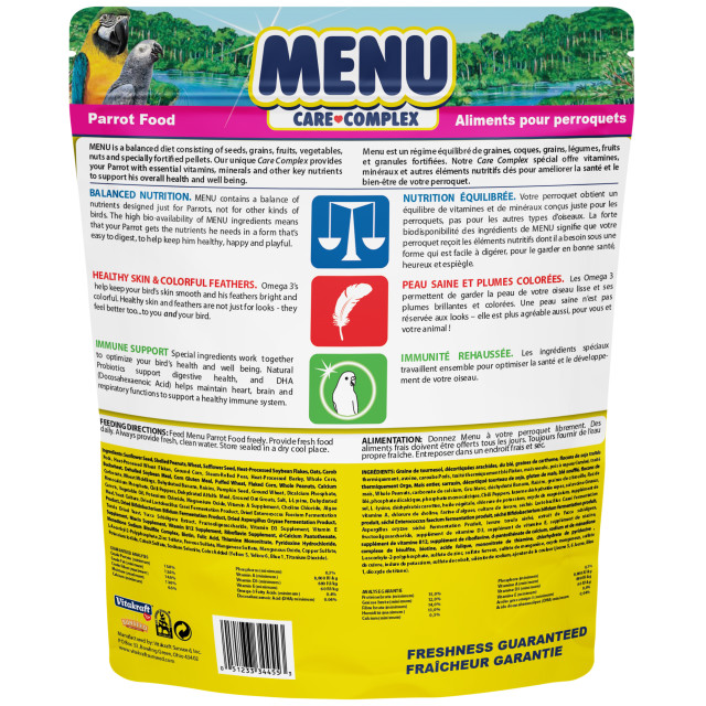 Back-Image showing Menu Parrot